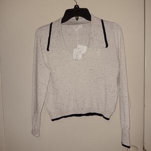 Speckled White Long Sleeve Sweater